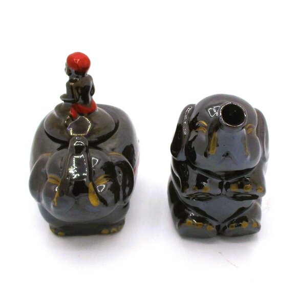 Vintage Elephant Boy Creamer Sugar Bowl Set Boy Figurine Lid Made In Japan - Picture 7 of 7